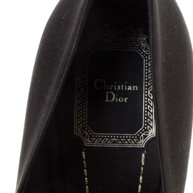 Pre Owned Dior Black Pleated Satin Criss Cross Platform Pumps Size 39.5