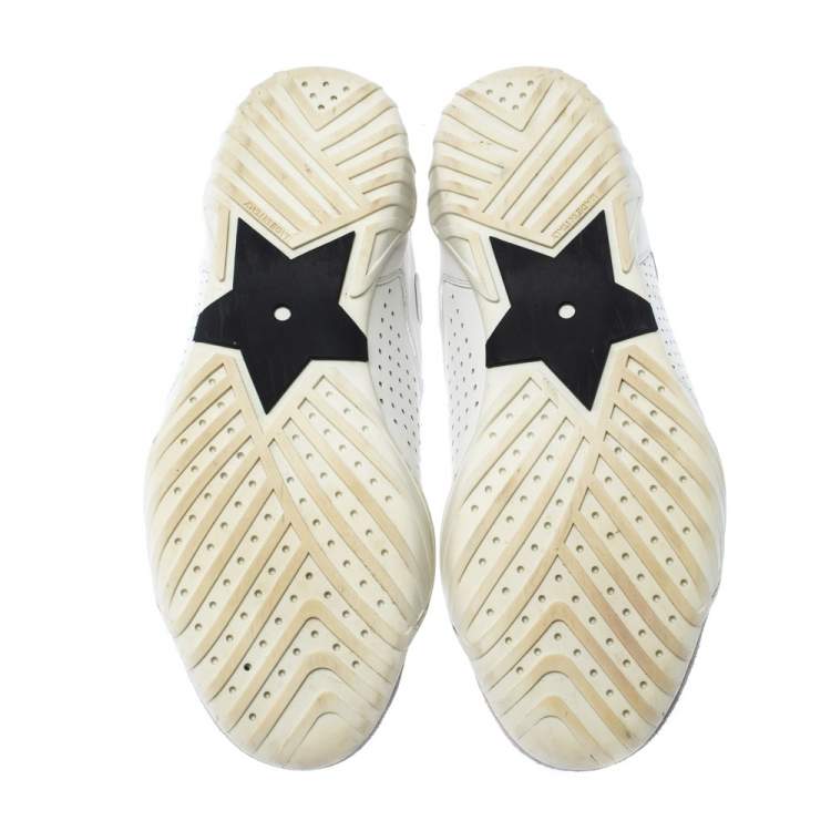 Pre Owned Dior White Leather And Suede D-Fence Lace Up Sneakers Size 37.5