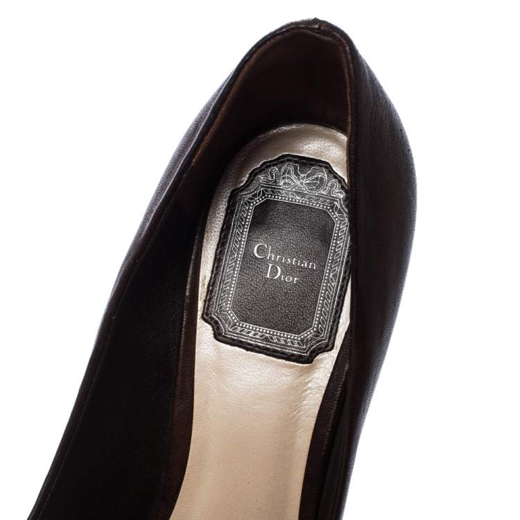 Pre Owned Dior Brown Leather Platform Pumps Size 38