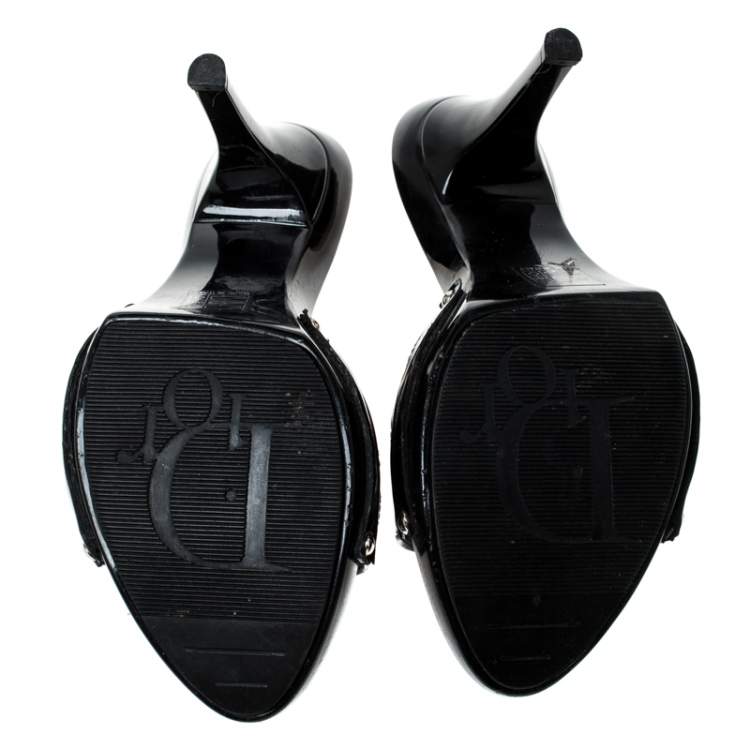 Pre Owned Dior Black Cannage Leather Open Toe Sandals Size 38