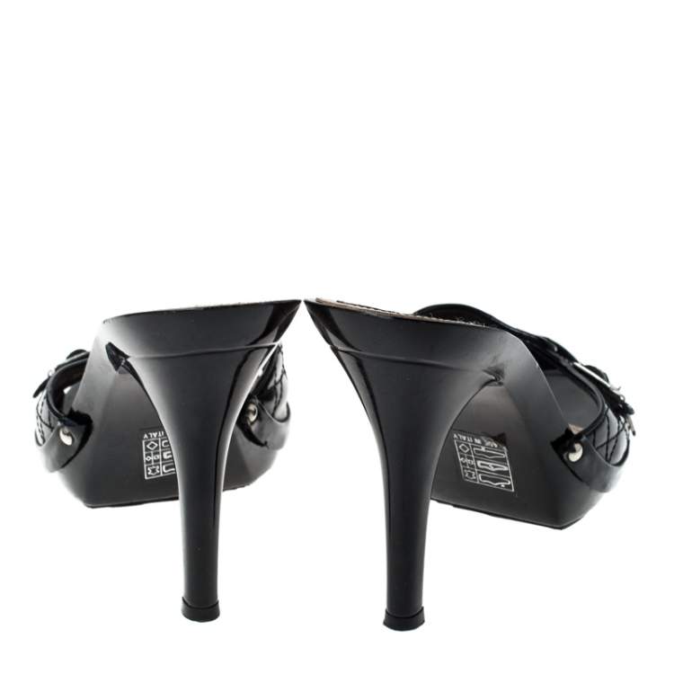 Pre Owned Dior Black Cannage Leather Open Toe Sandals Size 38