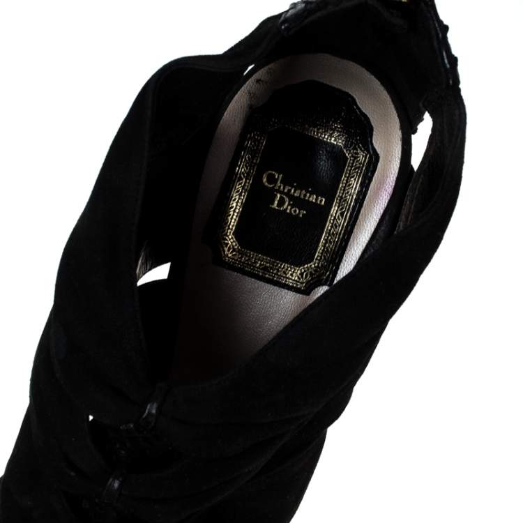 Pre Owned Dior Black Python Leather And Suede Caged Platform Sandals Size 39.5