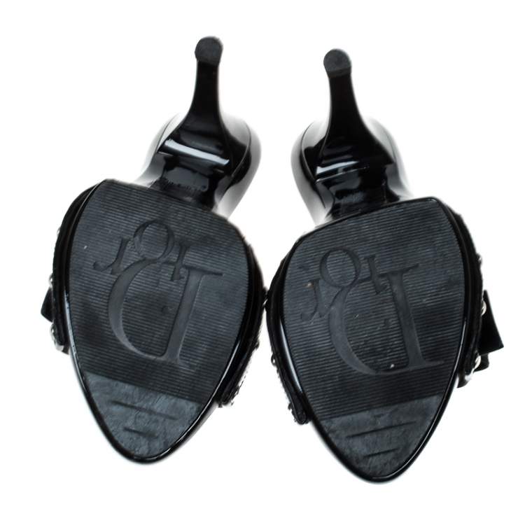 Pre Owned Dior Black Patent Leather City Clog Sandals Size 35.5