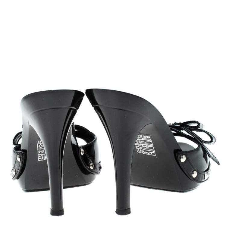 Pre Owned Dior Black Patent Leather City Clog Sandals Size 35.5