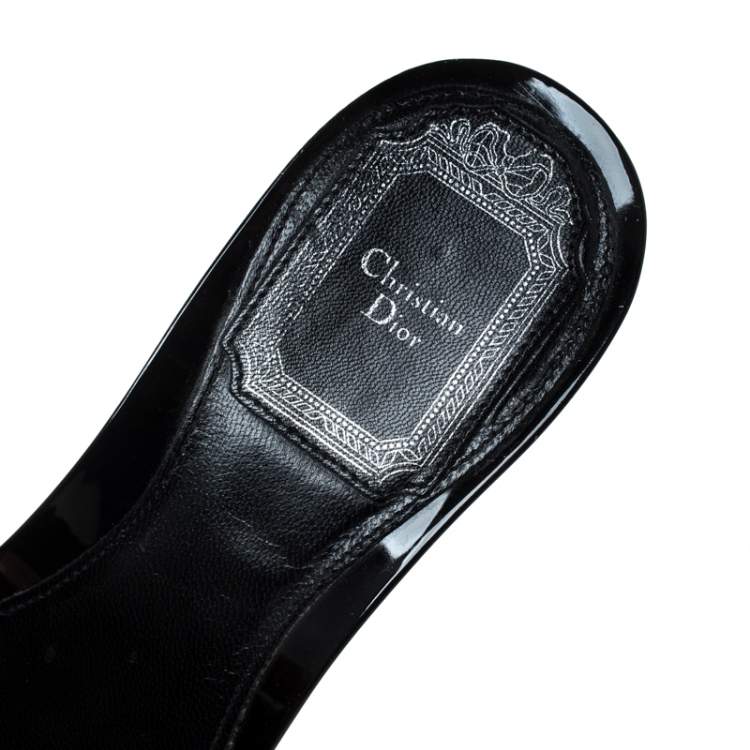 Pre Owned Dior Black Patent Leather City Clog Sandals Size 35.5