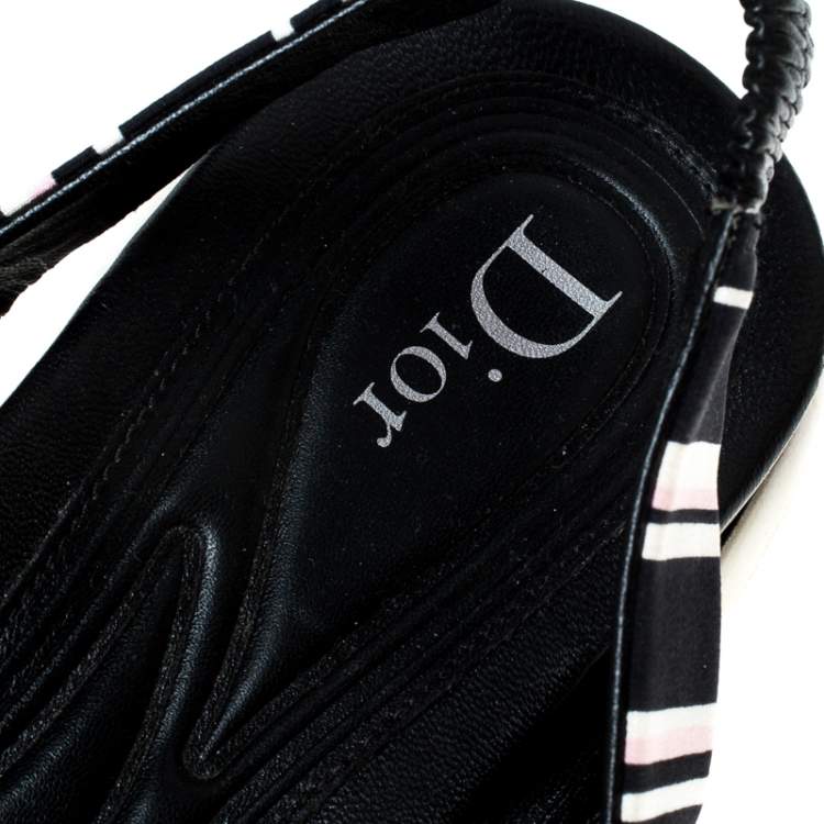Pre Owned Dior Multicolor Sequin And Cotton Fabric Trio Fusion Slingback Sandals Size 37