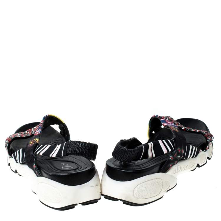 Pre Owned Dior Multicolor Sequin And Cotton Fabric Trio Fusion Slingback Sandals Size 37