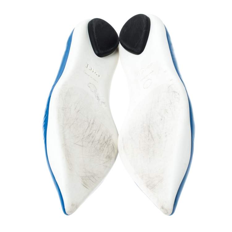 Pre Owned Dior Blue Patent Leather Pointed Toe Ballet Flats Size 42 