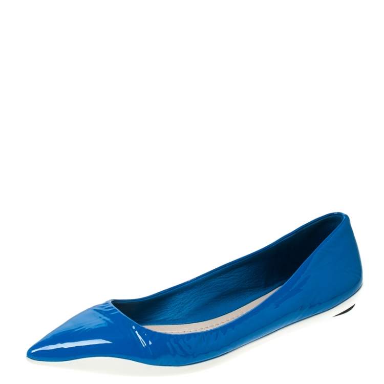 blue patent leather flats