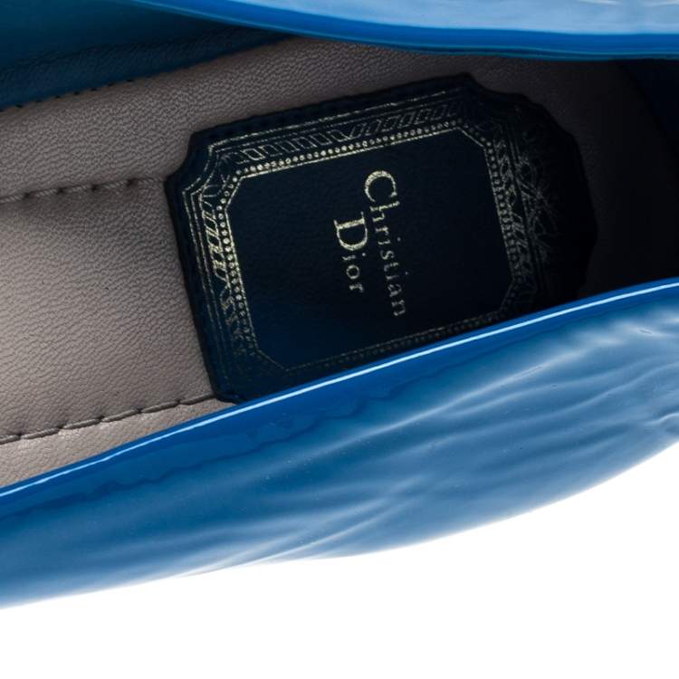 Pre Owned Dior Blue Patent Leather Pointed Toe Ballet Flats Size 42 