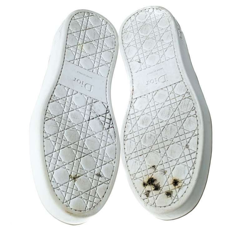 Pre Owned Dior Blue Canvas And Leather Embroidered Slip On Sneakers Size 38