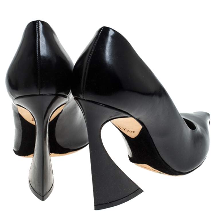 Pre Owned Dior Black Leather Square Toe Pumps Size 39.5