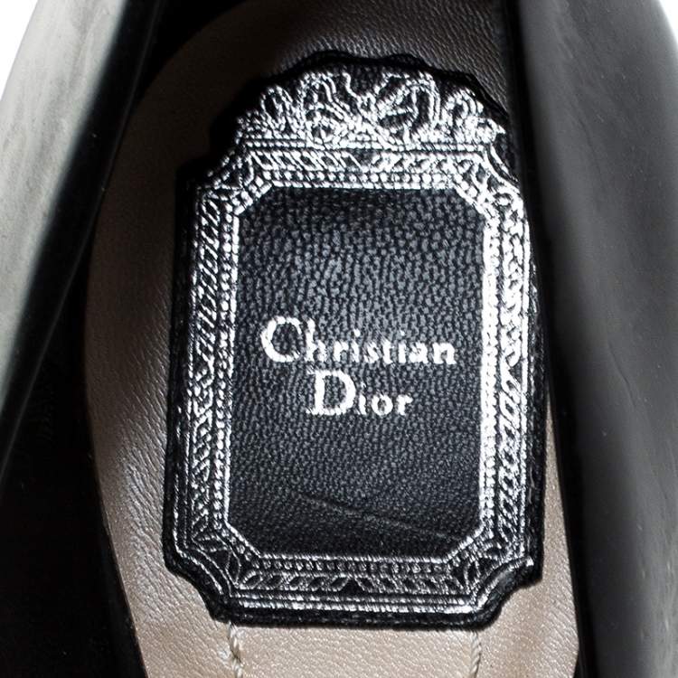 Pre Owned Dior Black Leather Square Toe Pumps Size 39.5