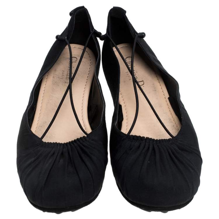 Pre Owned Dior Black Fabric Ballet Flats Size 38