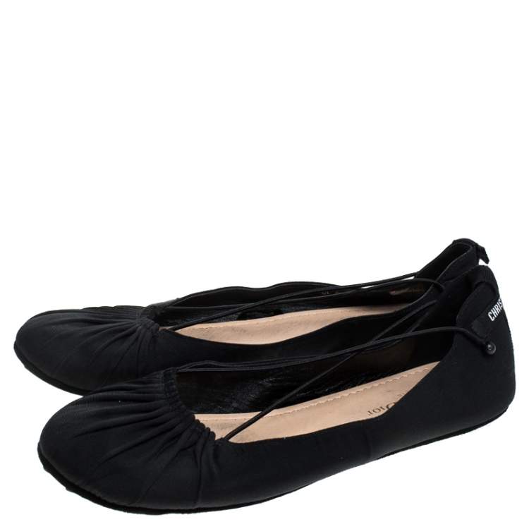 Pre Owned Dior Black Fabric Ballet Flats Size 38