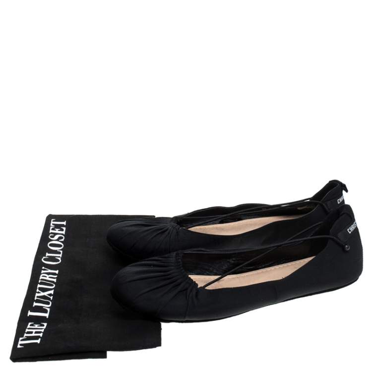 Pre Owned Dior Black Fabric Ballet Flats Size 38