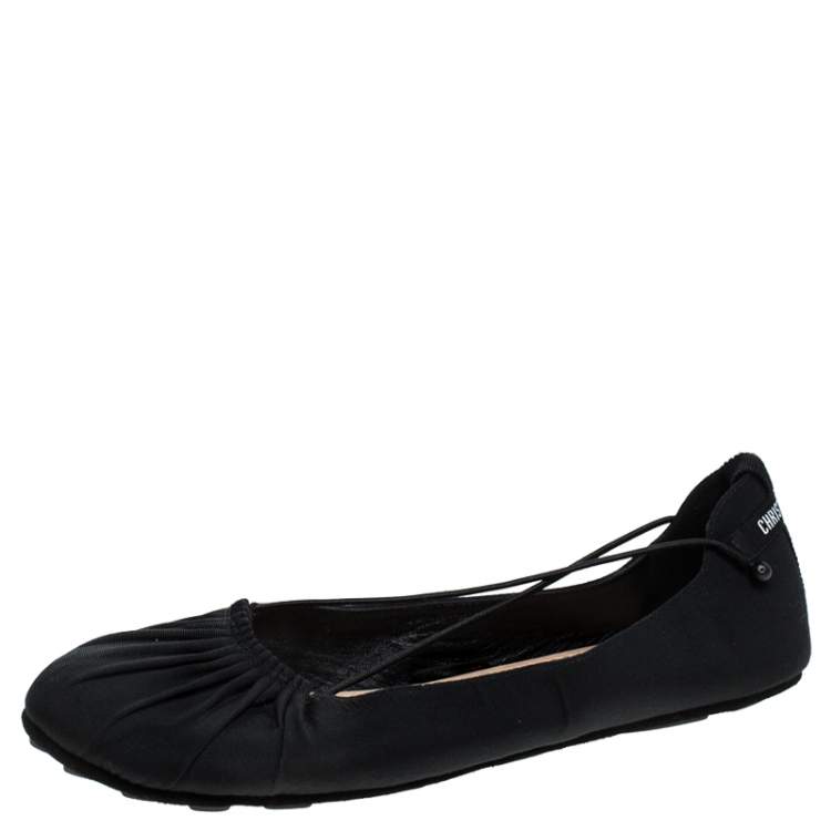 Pre Owned Dior Black Fabric Ballet Flats Size 38