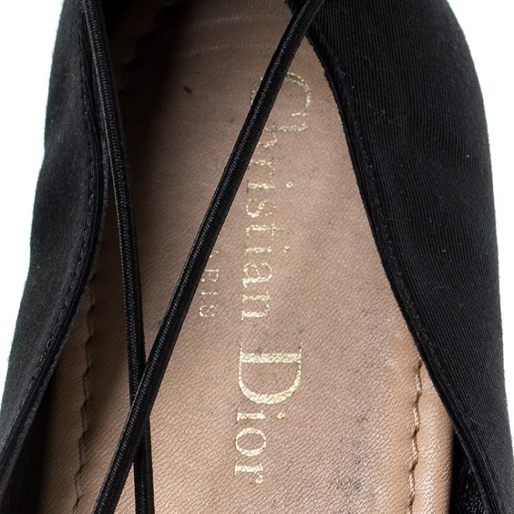 Pre Owned Dior Black Fabric Ballet Flats Size 38
