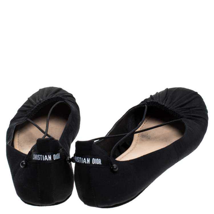 Pre Owned Dior Black Fabric Ballet Flats Size 38