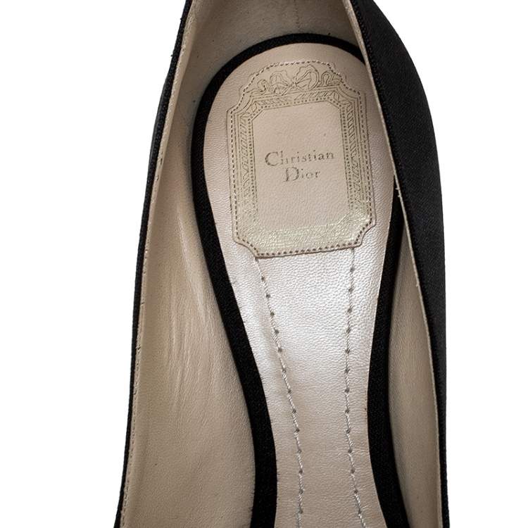 Pre Owned Dior Black Fabric Peep Toe Lucite Heel Pumps Size 41