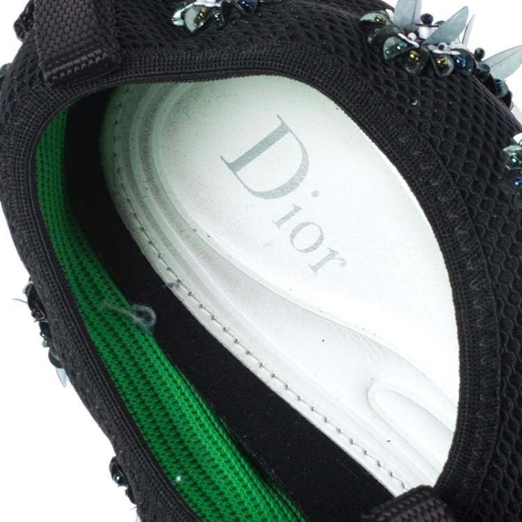 Pre Owned Dior Black Mesh Fusion Embellished Sneakers Size 36.5