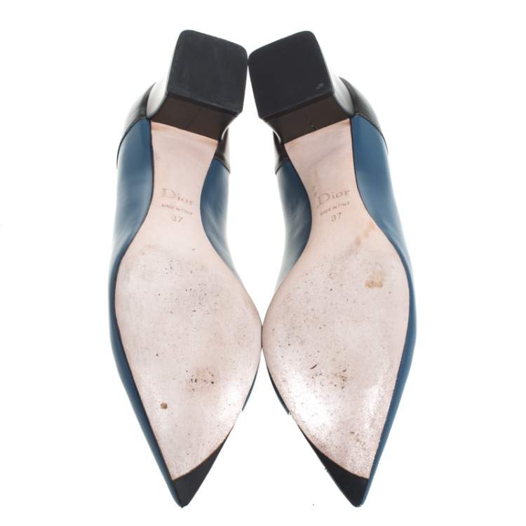 Pre Owned  Dior Multicolor Leather Pointed Toe Block Heel Pumps Size 37