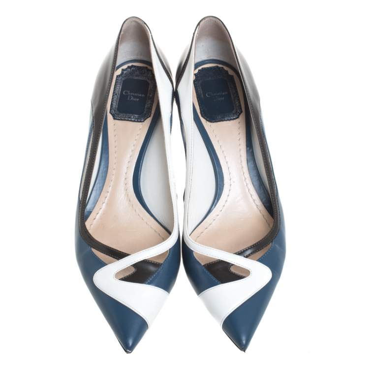Pre Owned  Dior Multicolor Leather Pointed Toe Block Heel Pumps Size 37