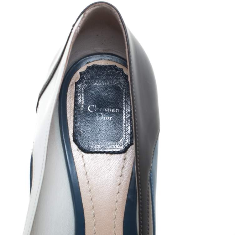 Pre Owned  Dior Multicolor Leather Pointed Toe Block Heel Pumps Size 37