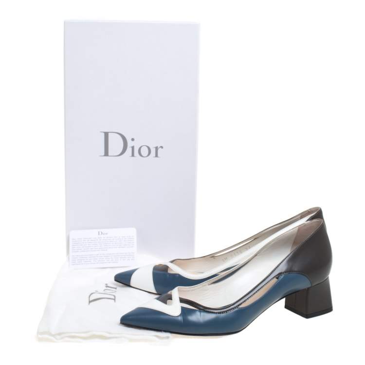 Pre Owned  Dior Multicolor Leather Pointed Toe Block Heel Pumps Size 37