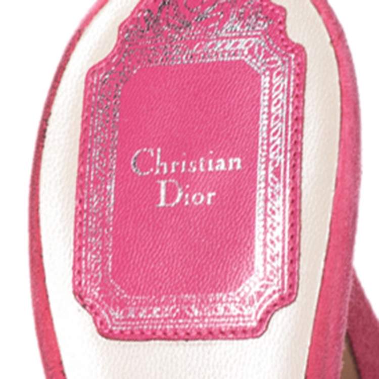 Pre Owned Dior Pink Suede Pointed Toe Ankle Strap Sandals Size 40