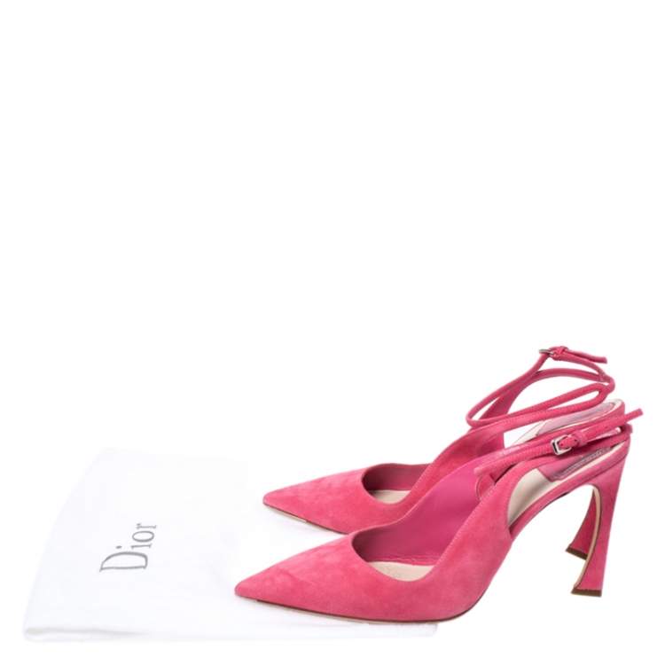 Pre Owned Dior Pink Suede Pointed Toe Ankle Strap Sandals Size 40