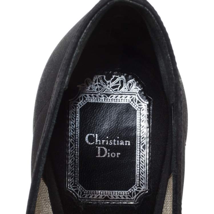 Pre Owned Dior Black Silk Midnight Garden Crystal Embellished Rosette Pointed Toe Pumps Size 37