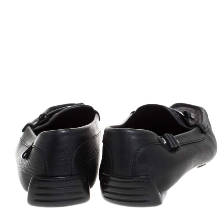 Pre Owned Dior Black Monogram Canvas And Leather Pointed Toe Loafer Flats Size 39