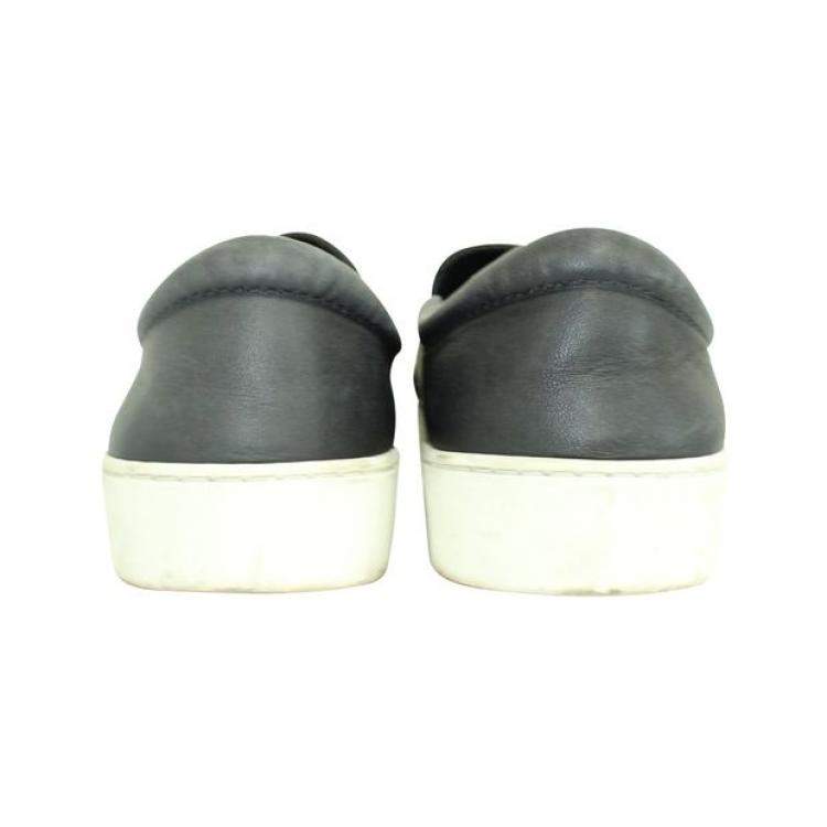 Pre Owned Dior Blue  Crystal Embellished Dark Wash Denim And Leather Happy Slip On Sneakers