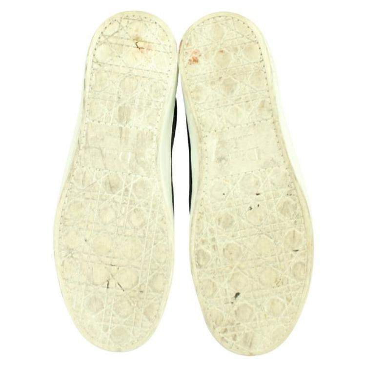 Pre Owned Dior Blue  Crystal Embellished Dark Wash Denim And Leather Happy Slip On Sneakers