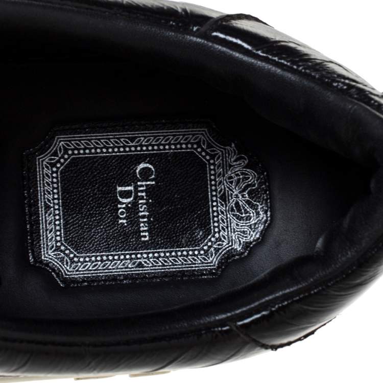 Pre Owned Dior Black Patent Crinkled Leather Move Low Top Sneakers Size 39.5