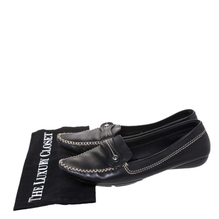 Pre Owned Dior Black Leather Loafers Size 41.5 