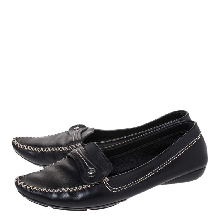Pre Owned Dior Black Leather Loafers Size 41.5 