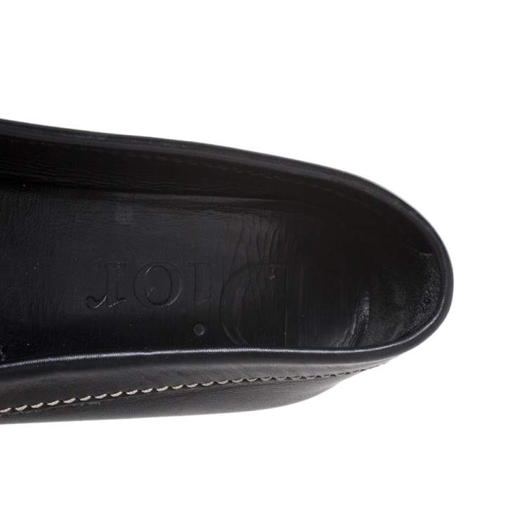 Pre Owned Dior Black Leather Loafers Size 41.5 