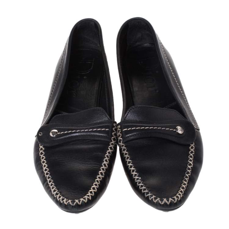 Pre Owned Dior Black Leather Loafers Size 41.5 
