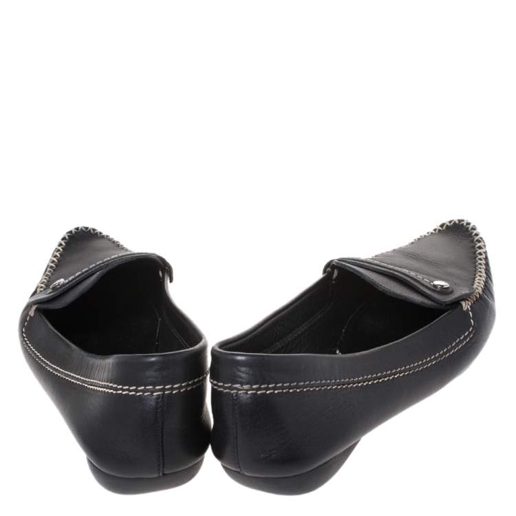 Pre Owned Dior Black Leather Loafers Size 41.5 