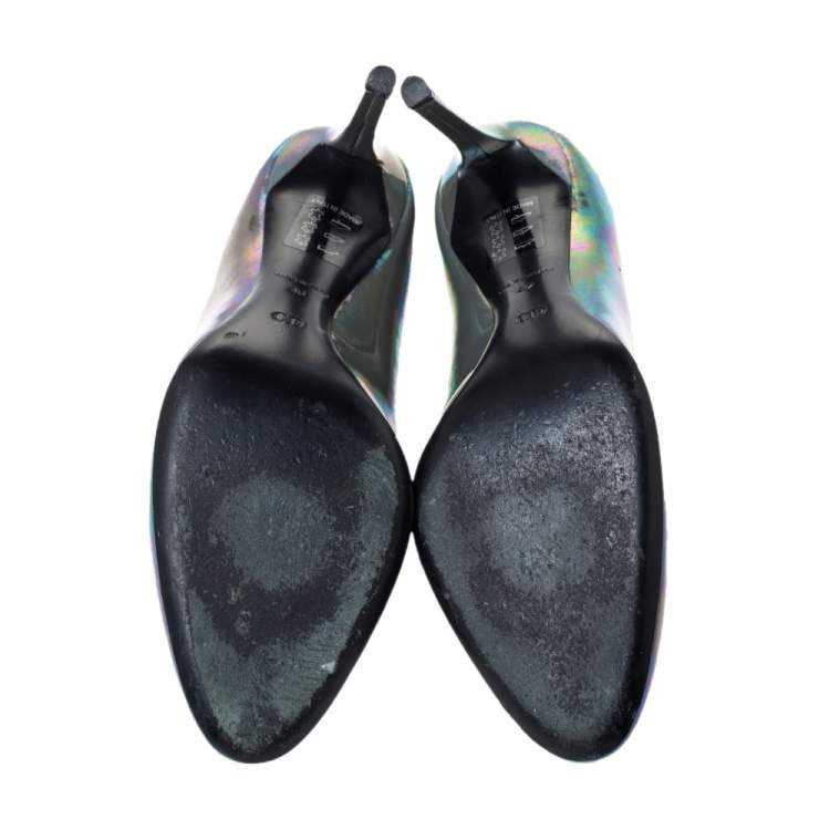 Pre Owned Dior Grey Iridescent Patent Leather Pumps Size 40