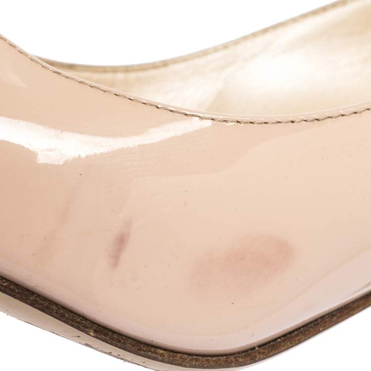 Pre Owned Dior Nude Patent Leather Instinct Pointed Toe Pumps Size 37