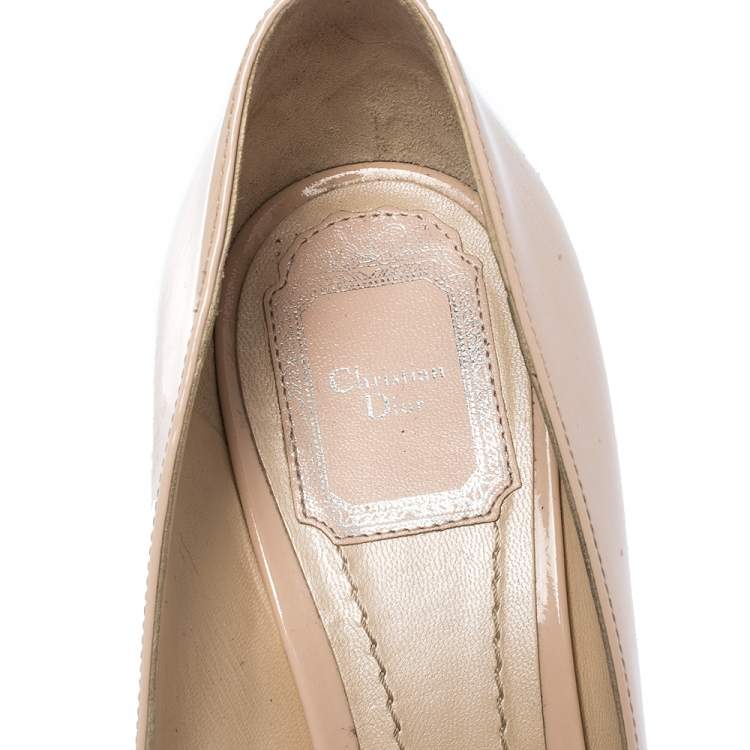 Pre Owned Dior Nude Patent Leather Instinct Pointed Toe Pumps Size 37