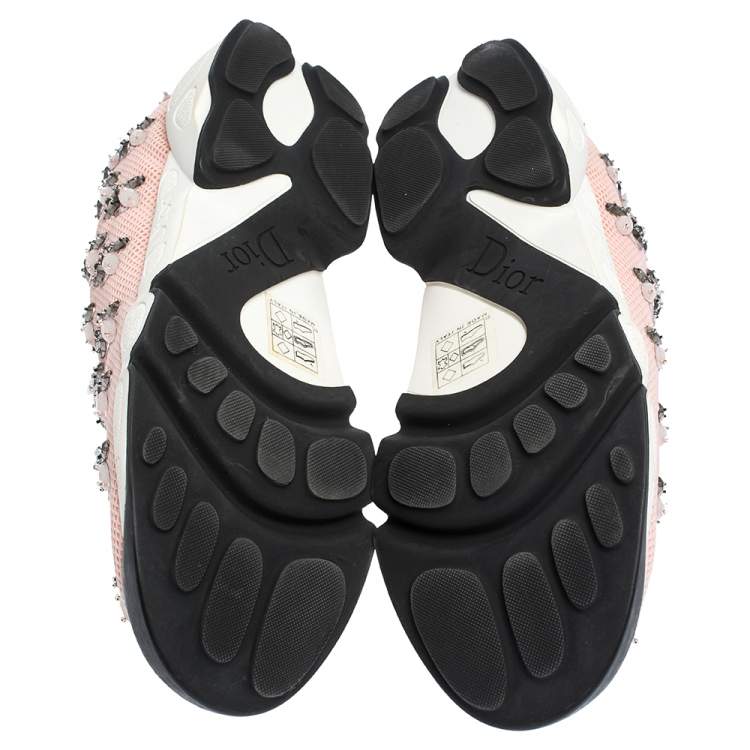 Pre Owned Dior Pink Mesh Fusion Embellished Sneakers Size 39