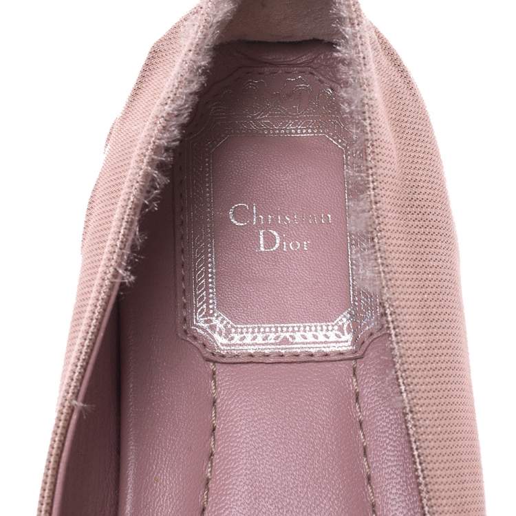 Pre Owned Dior Blush Pink Embellished Fabric Espadrilles Size 37