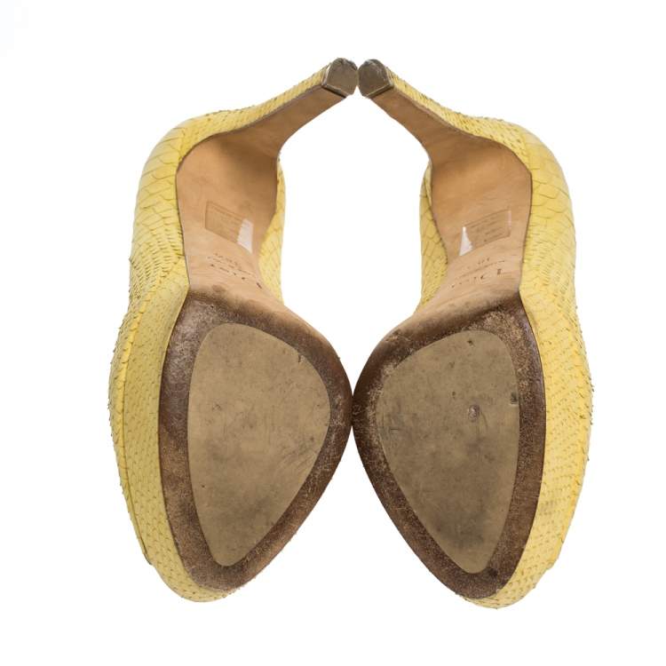 Pre Owned Dior Yellow Python Embossed Miss Dior Pumps Size 38.5