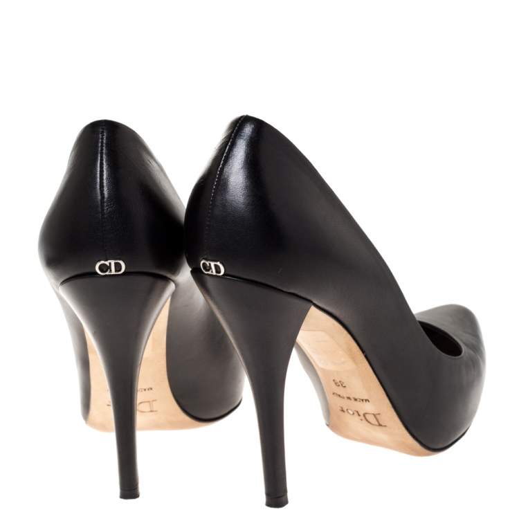 Pre Owned Dior Black Leather Miss Dior Pointed Toe Pumps Size 38