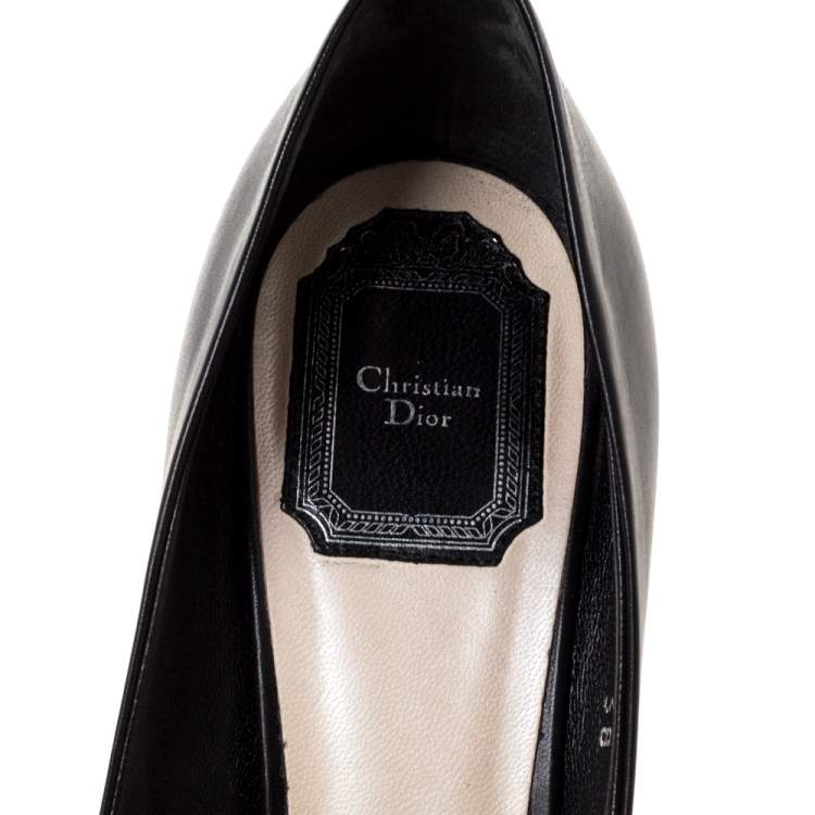 Pre Owned Dior Black Leather Miss Dior Pointed Toe Pumps Size 38