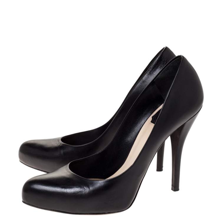 Pre Owned Dior Black Leather Miss Dior Pointed Toe Pumps Size 38